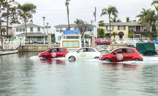 Swimming Fiat 500 (Jetskis) at Surf Championships in California