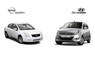 Nissan Sunny and Hyundai i10 on top