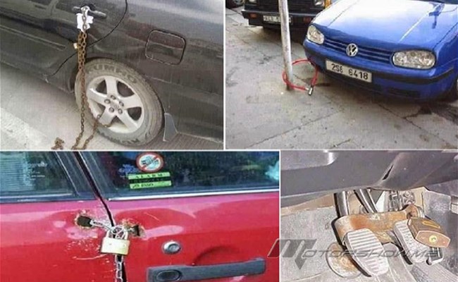 10 صور غريبة جدا تظهر ما فعل سائقين لمنع اللصوص من سرقة سياراتهم