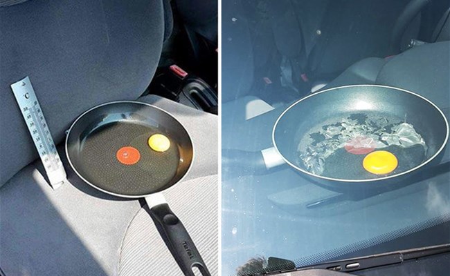 بالصور: لماذا وضع بيضة في مقلاة داخل السيارة... السبب سيدهشكم! 