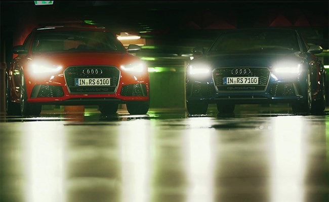 شاهد بالفيديو: أداء وقوة اودي RS6 Avant و RS7 Sportback 